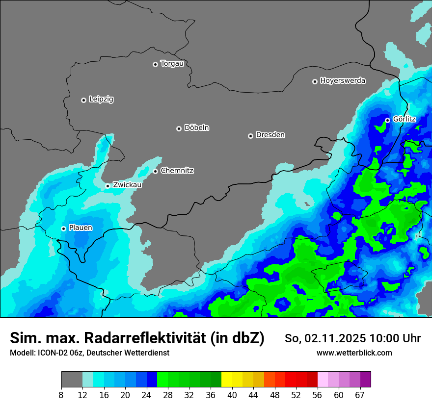 Modellkarten Simuliertes Radarbild