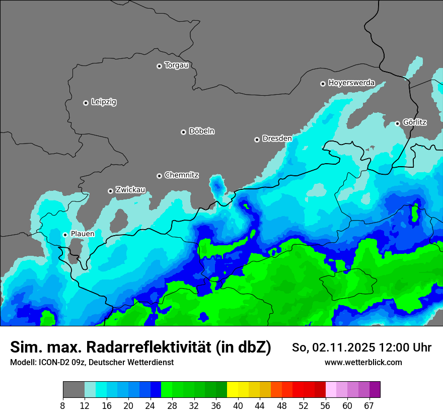 Modellkarten Simuliertes Radarbild