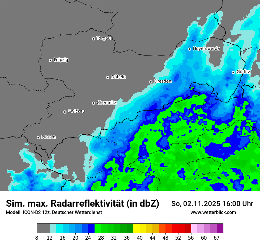 Modellkarten Simuliertes Radarbild