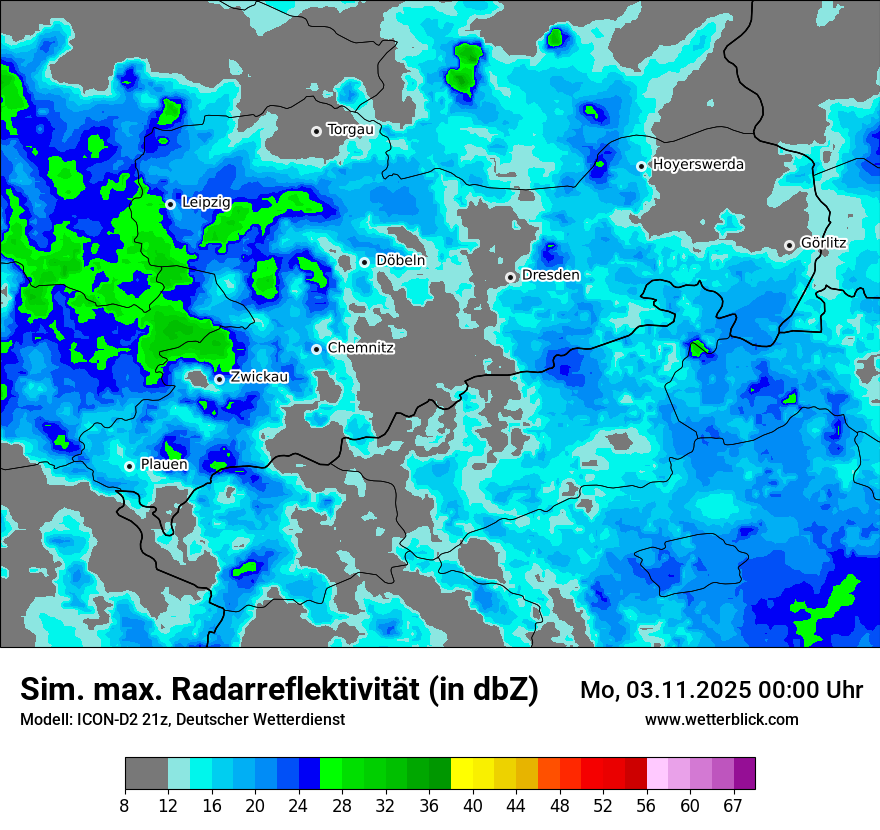 Modellkarten Simuliertes Radarbild