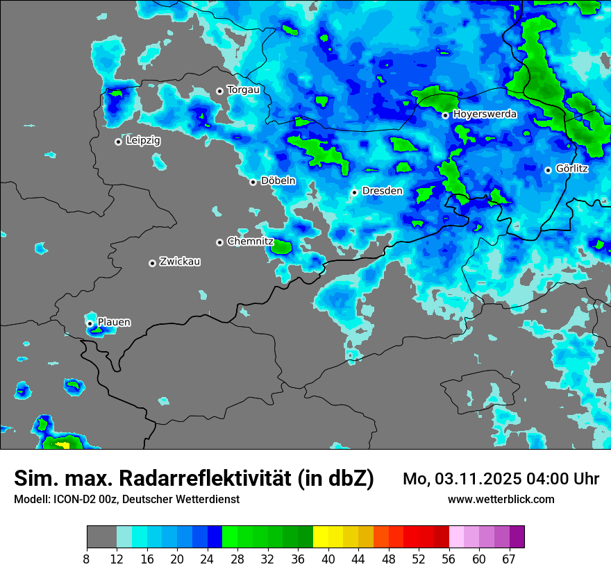 Modellkarten Simuliertes Radarbild
