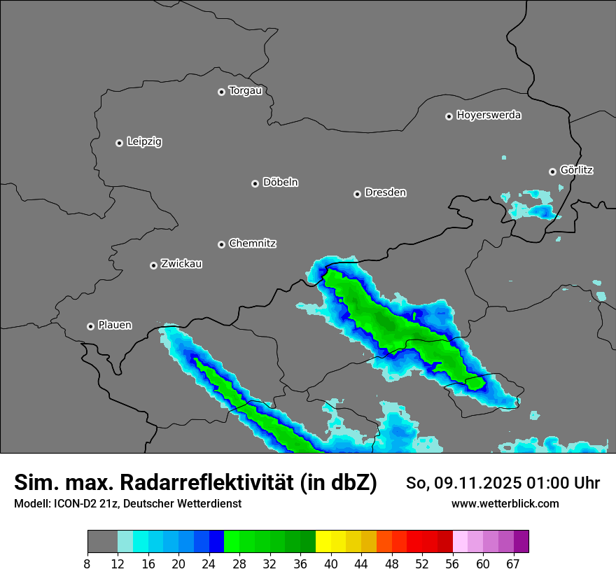 Modellkarten Simuliertes Radarbild