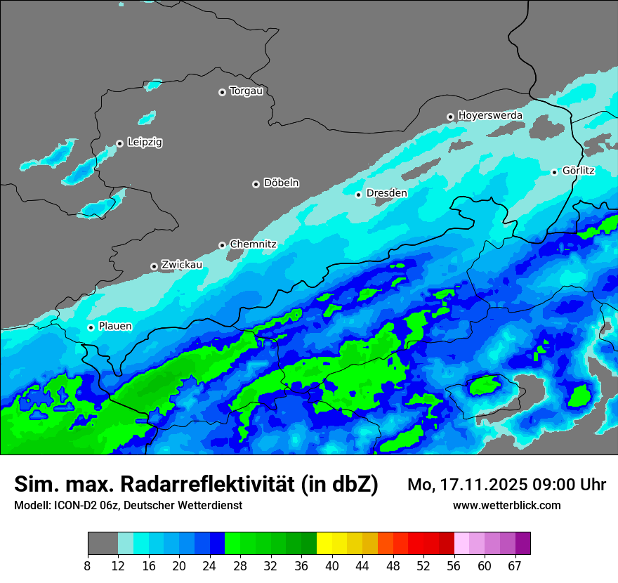 Modellkarten Simuliertes Radarbild