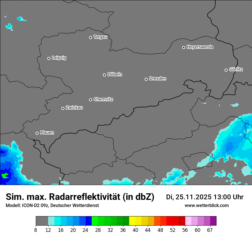 Modellkarten Simuliertes Radarbild