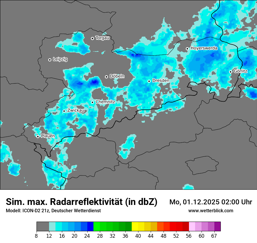 Modellkarten Simuliertes Radarbild