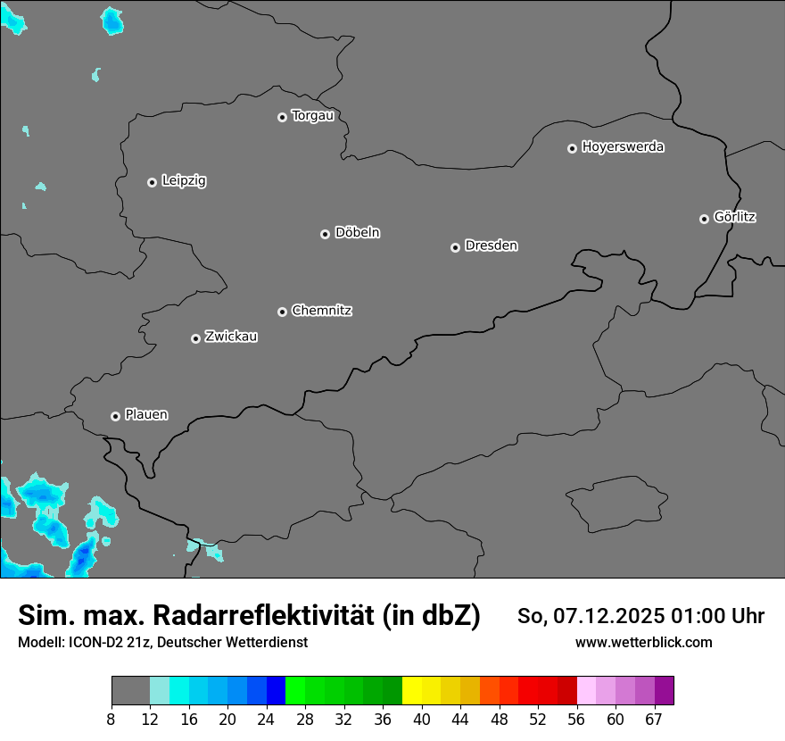 Modellkarten Simuliertes Radarbild
