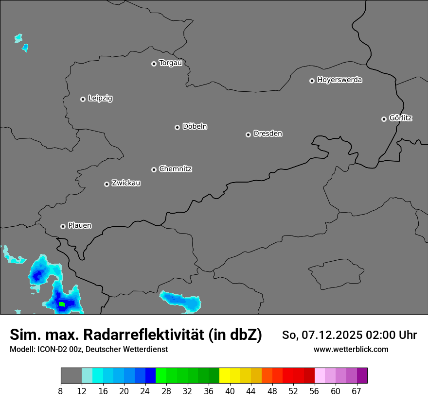 Modellkarten Simuliertes Radarbild