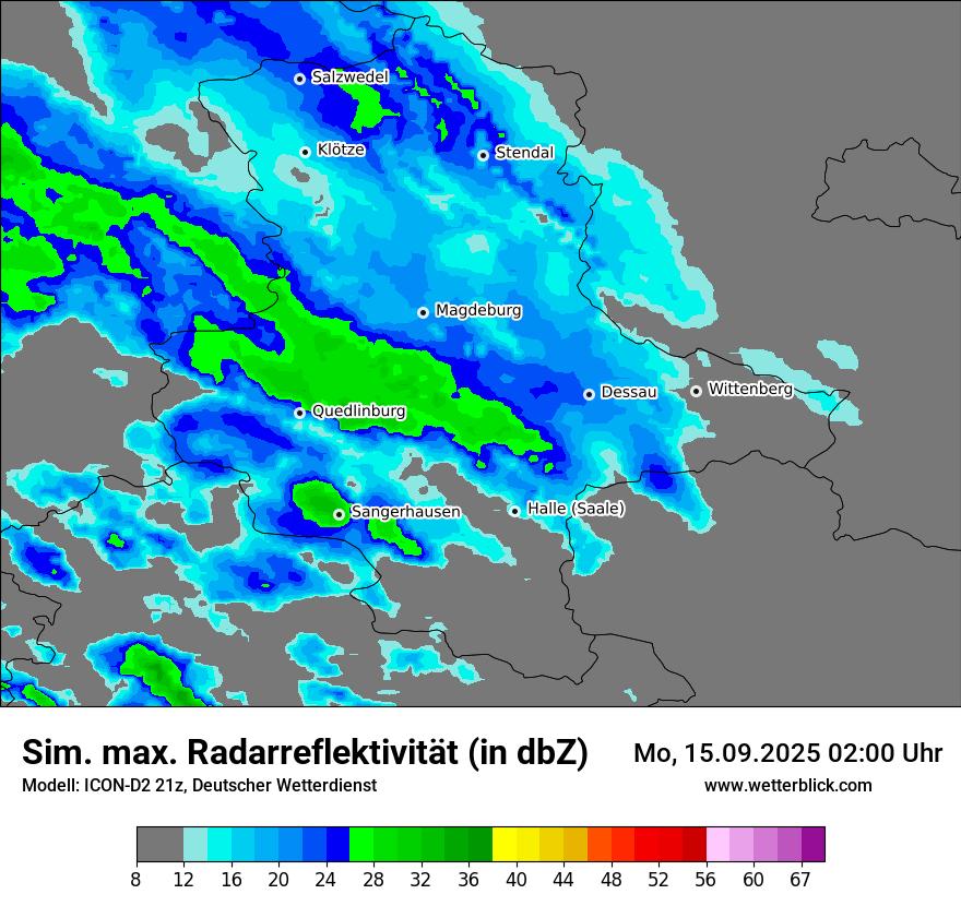Modellkarten Simuliertes Radarbild