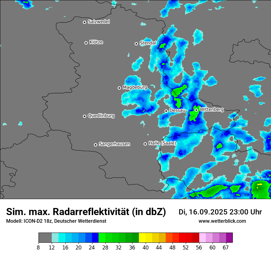 Modellkarten Simuliertes Radarbild