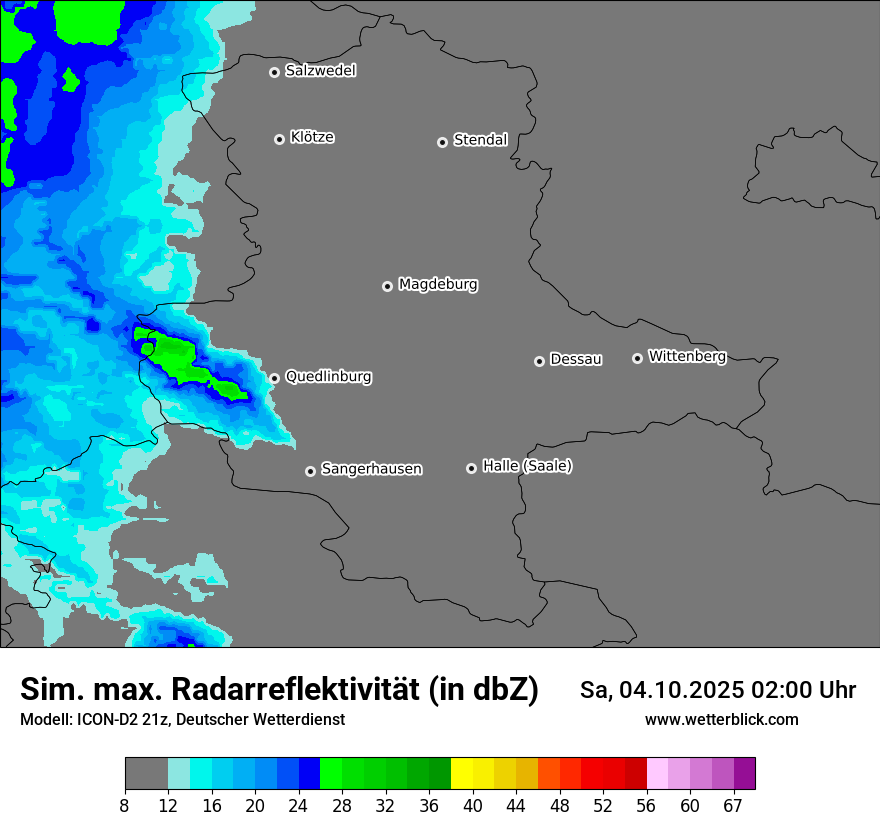 Modellkarten Simuliertes Radarbild