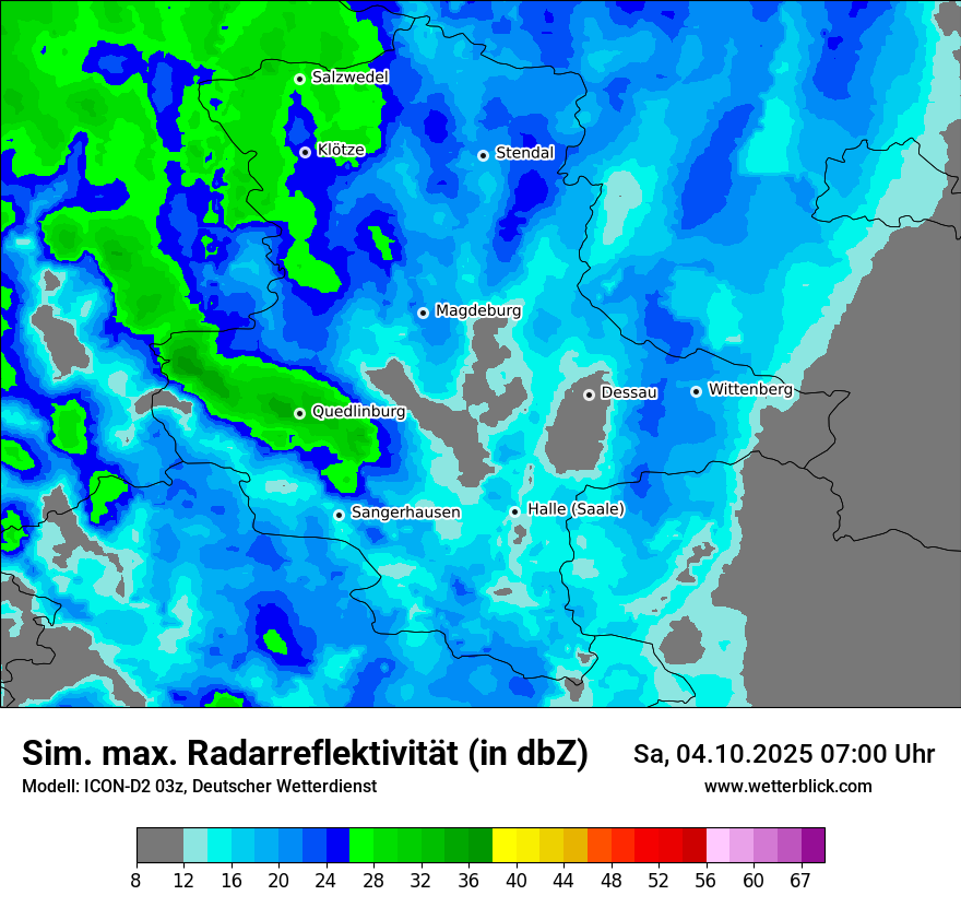 Modellkarten Simuliertes Radarbild