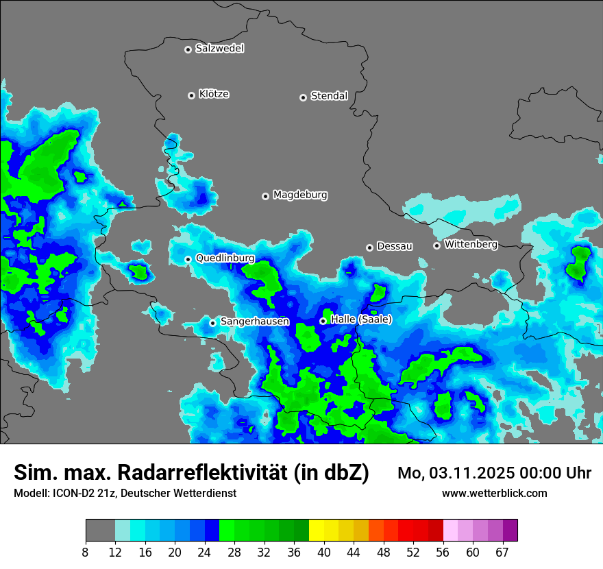 Modellkarten Simuliertes Radarbild