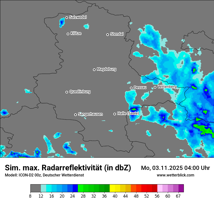 Modellkarten Simuliertes Radarbild