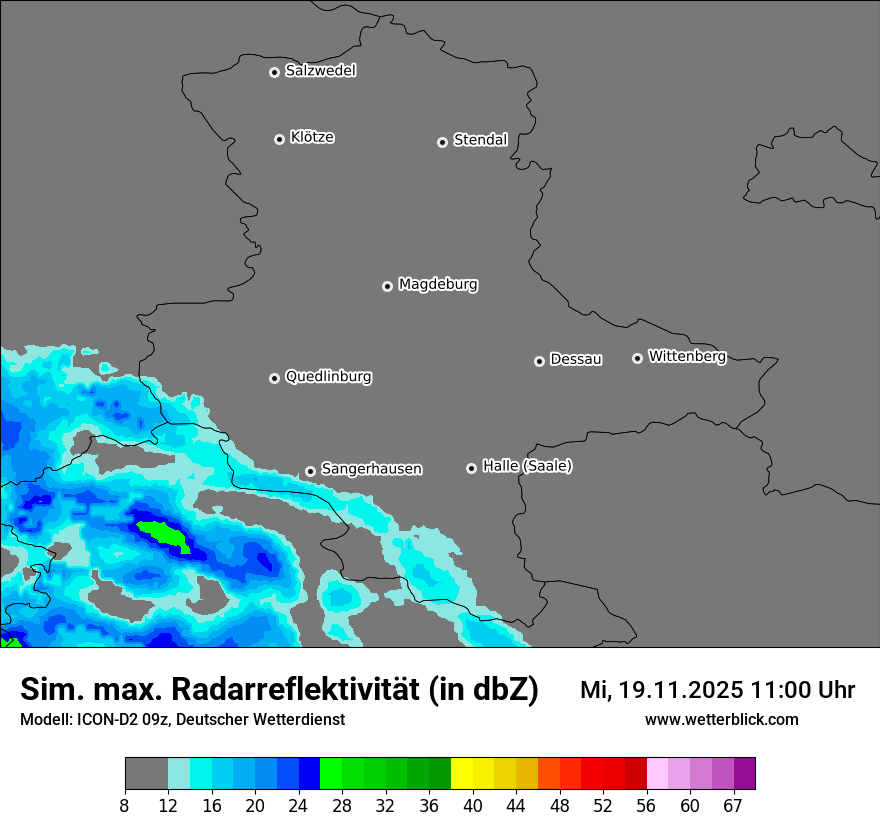 Modellkarten Simuliertes Radarbild