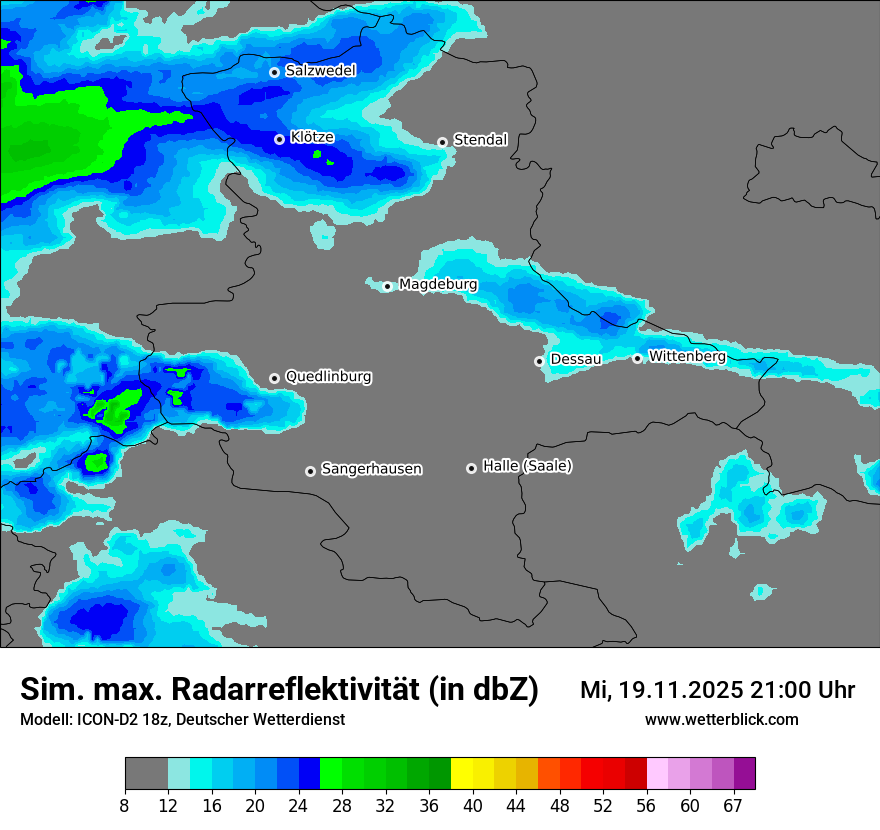 Modellkarten Simuliertes Radarbild