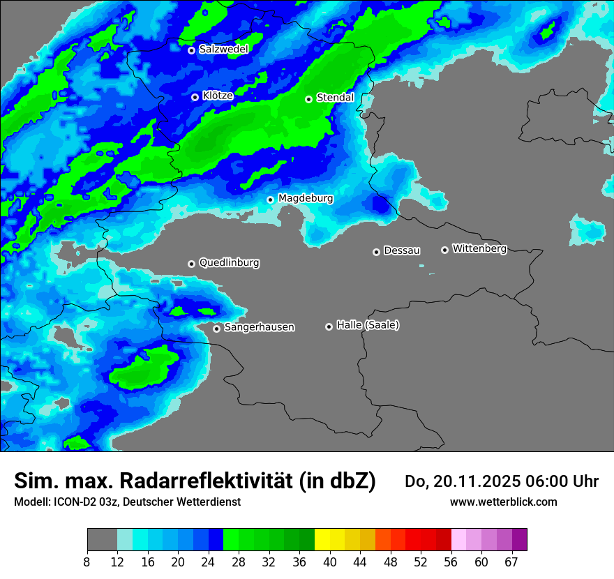 Modellkarten Simuliertes Radarbild