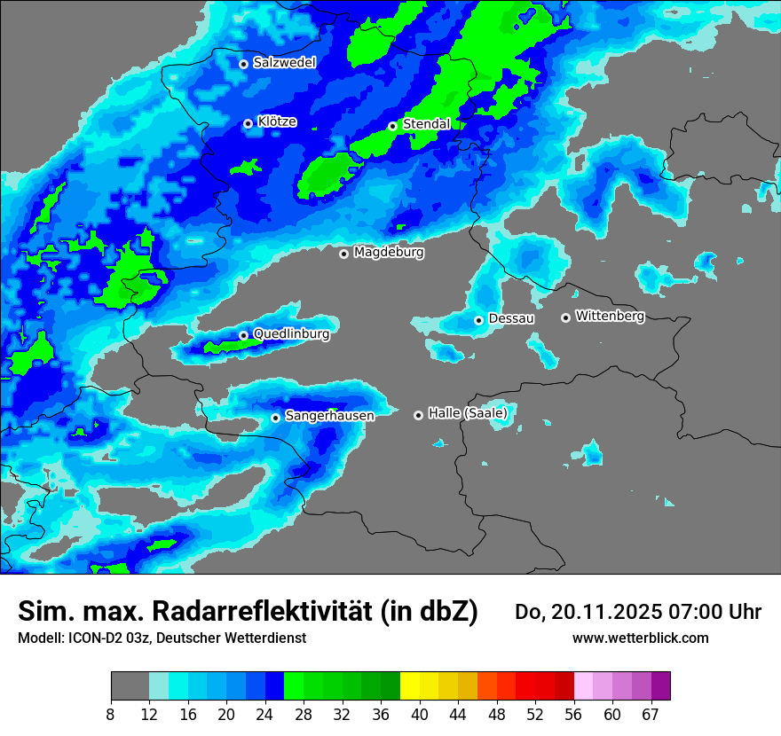 Modellkarten Simuliertes Radarbild