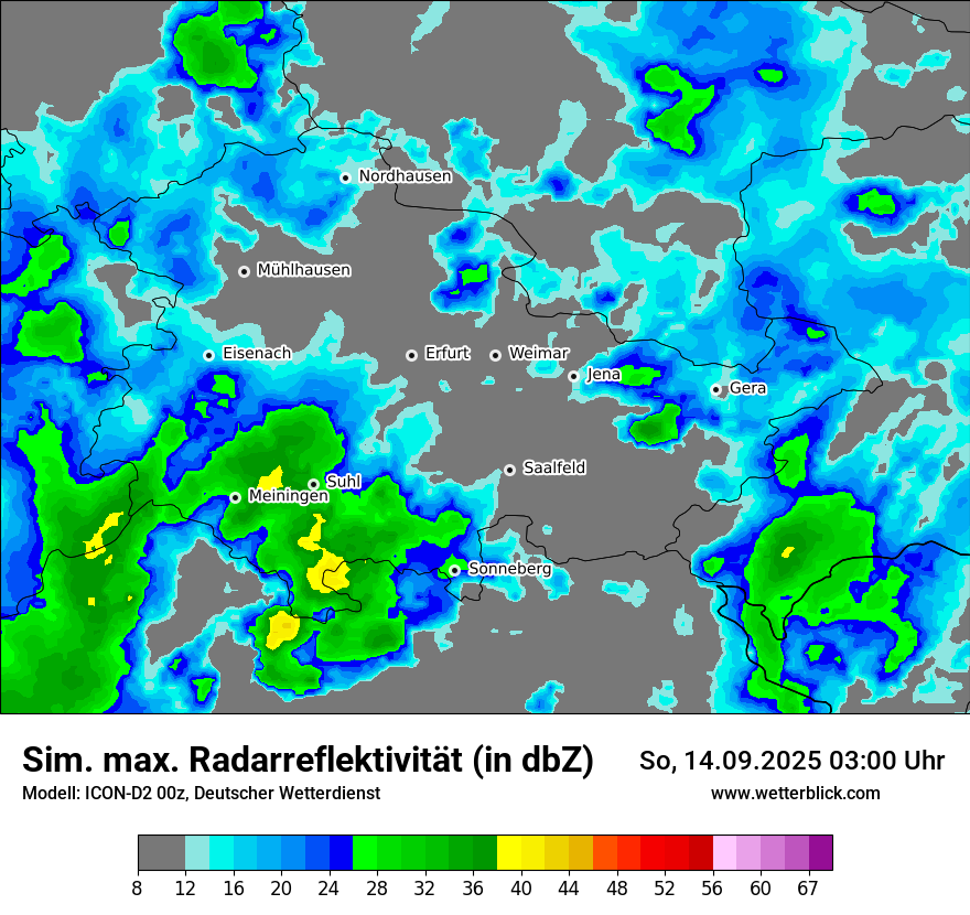Modellkarten Simuliertes Radarbild