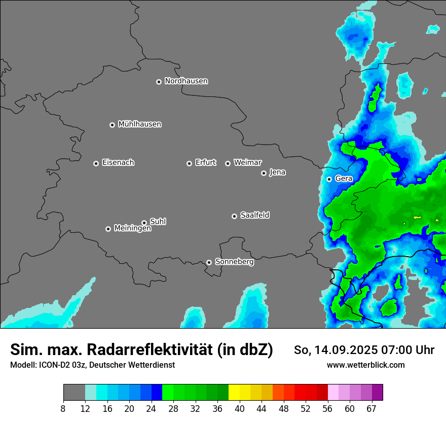 Modellkarten Simuliertes Radarbild