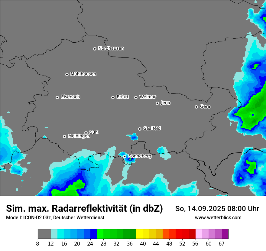 Modellkarten Simuliertes Radarbild