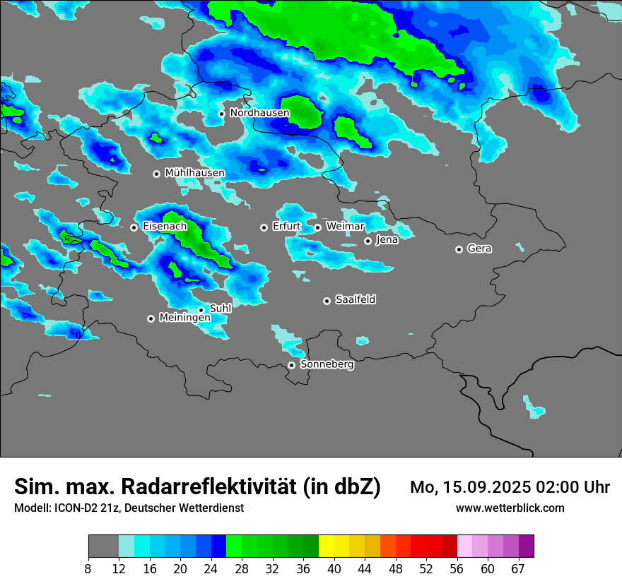 Modellkarten Simuliertes Radarbild
