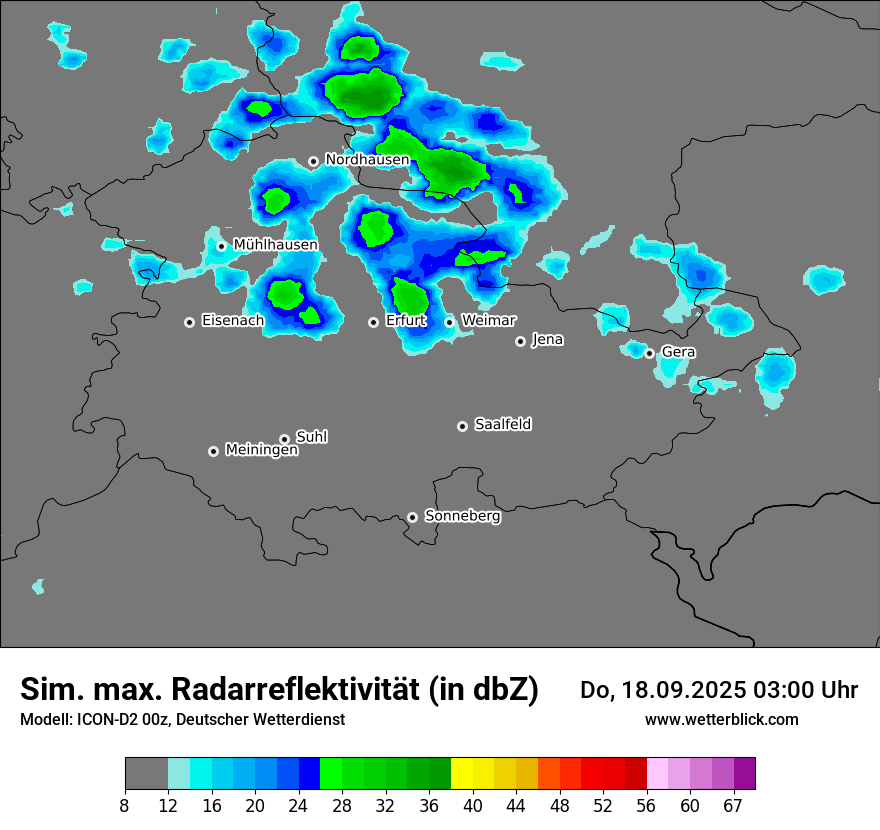 Modellkarten Simuliertes Radarbild