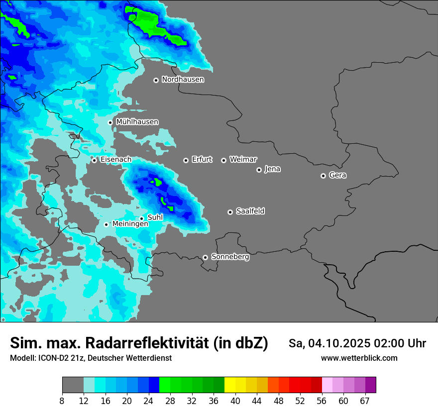 Modellkarten Simuliertes Radarbild