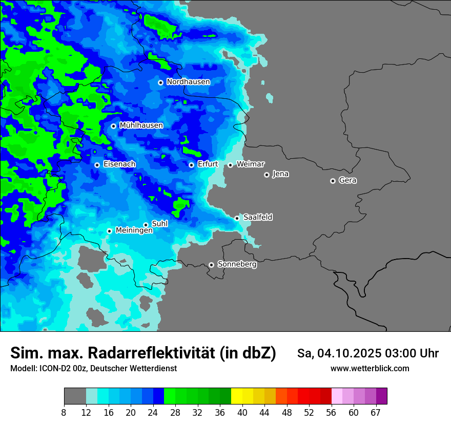 Modellkarten Simuliertes Radarbild