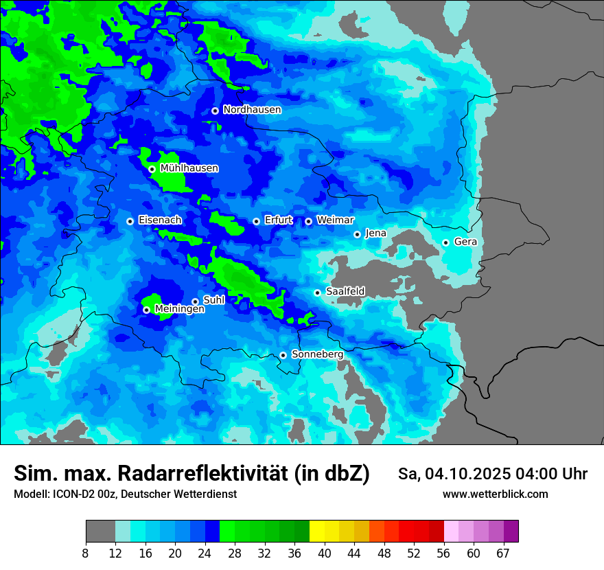 Modellkarten Simuliertes Radarbild