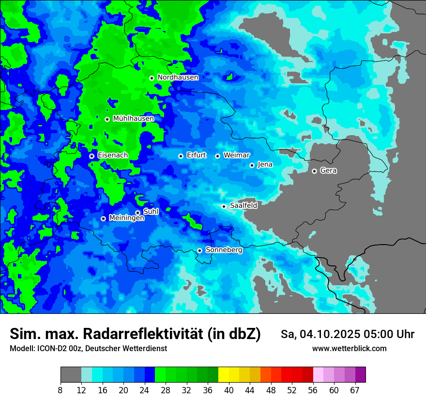 Modellkarten Simuliertes Radarbild