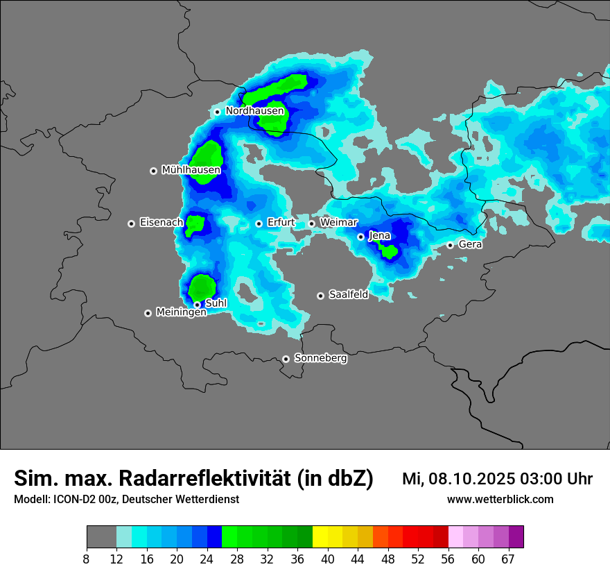 Modellkarten Simuliertes Radarbild