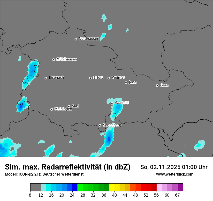 Modellkarten Simuliertes Radarbild