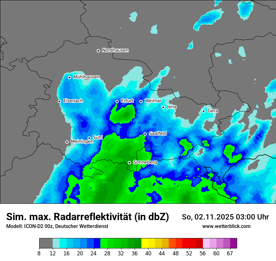 Modellkarten Simuliertes Radarbild