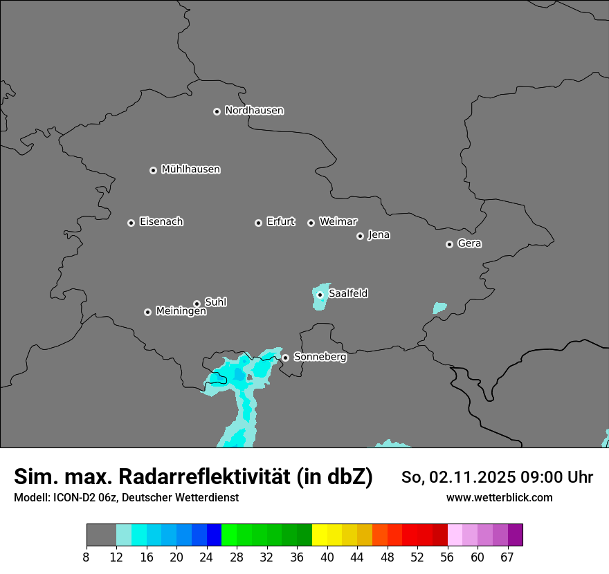 Modellkarten Simuliertes Radarbild
