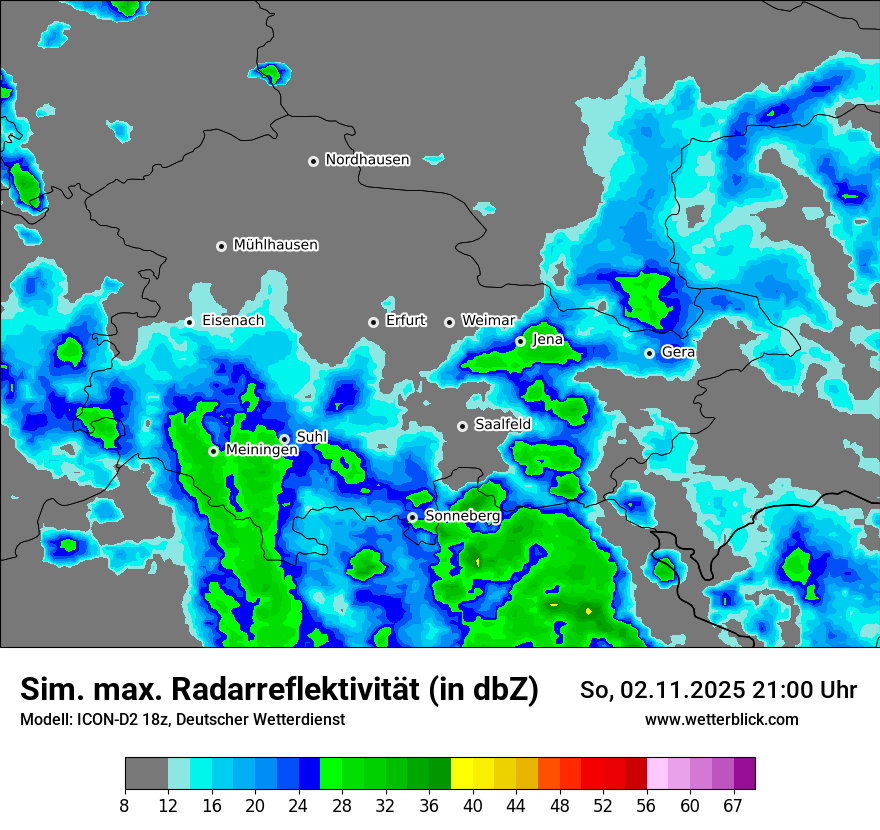 Modellkarten Simuliertes Radarbild