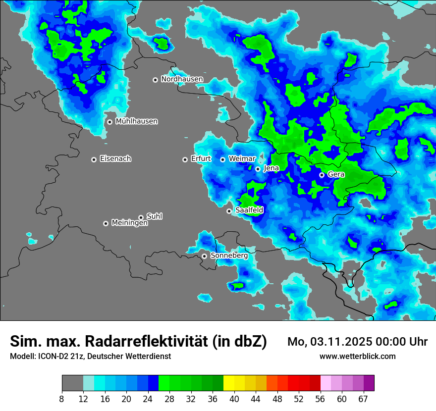 Modellkarten Simuliertes Radarbild