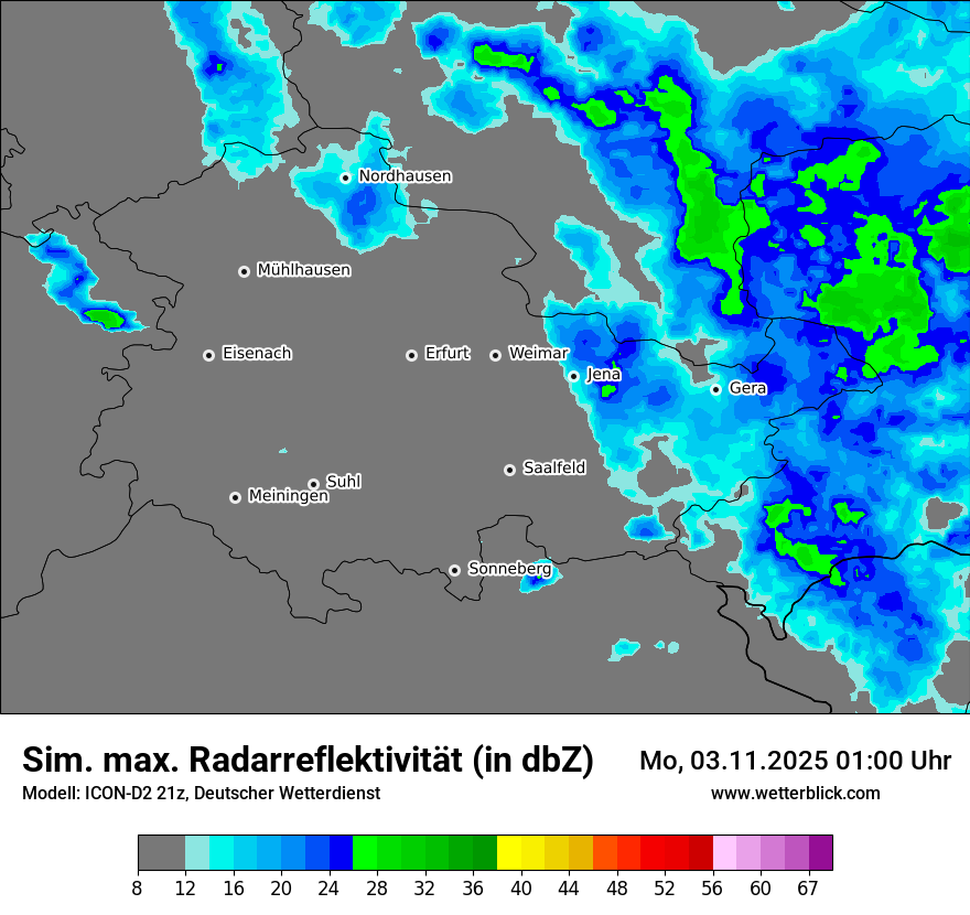 Modellkarten Simuliertes Radarbild