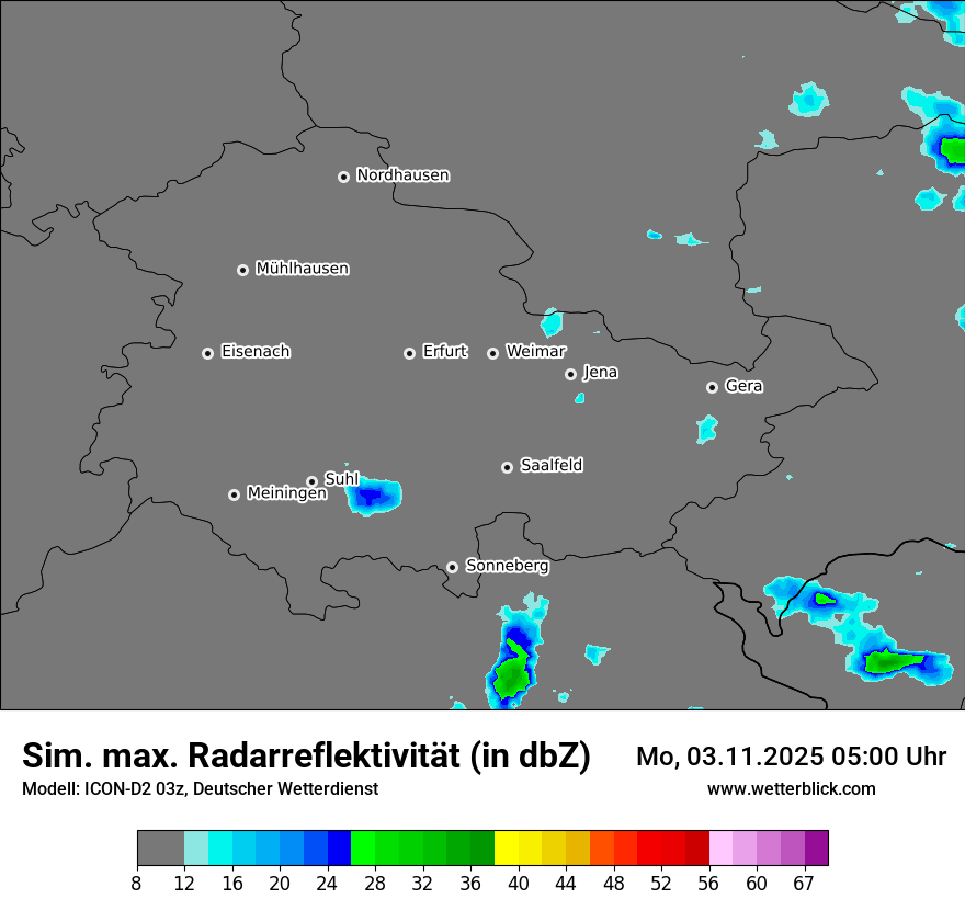 Modellkarten Simuliertes Radarbild