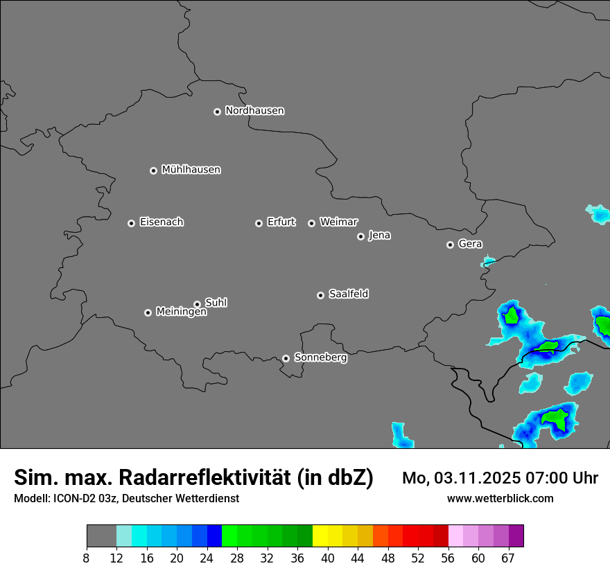 Modellkarten Simuliertes Radarbild