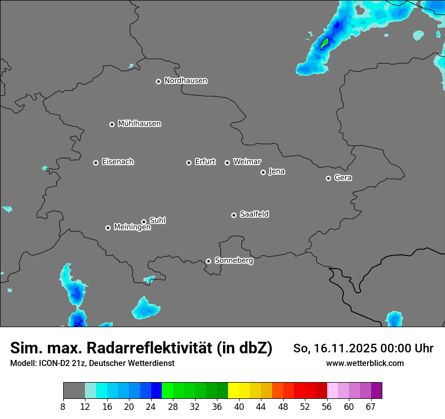 Modellkarten Simuliertes Radarbild