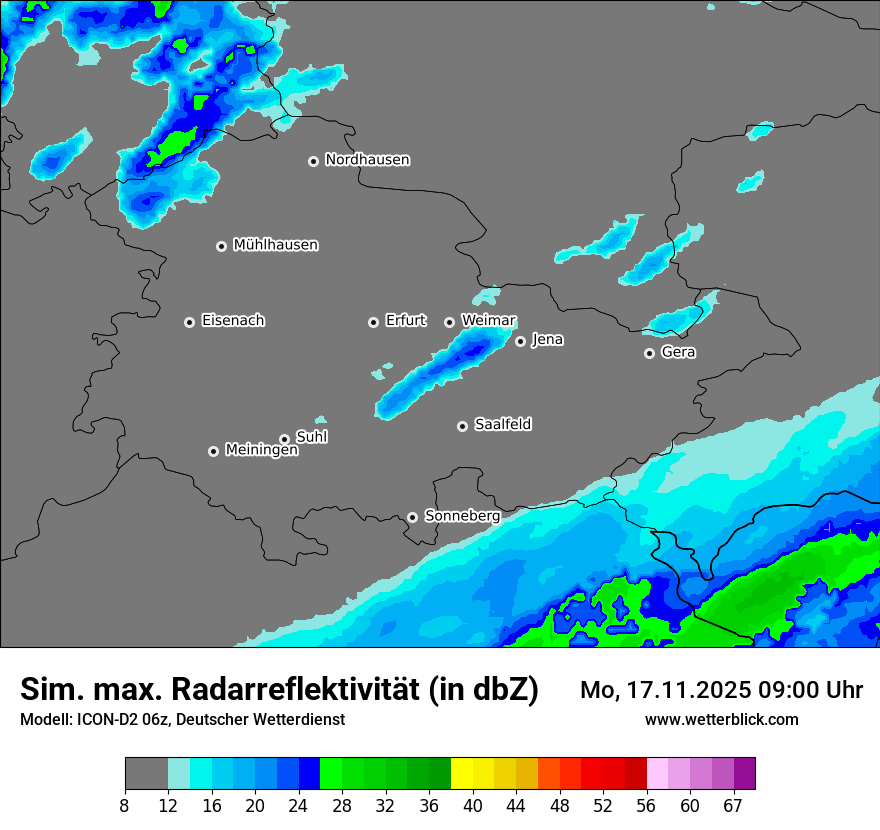 Modellkarten Simuliertes Radarbild