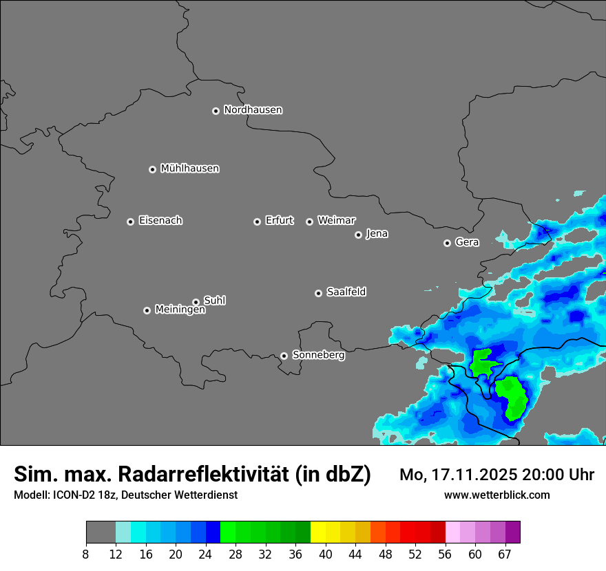 Modellkarten Simuliertes Radarbild