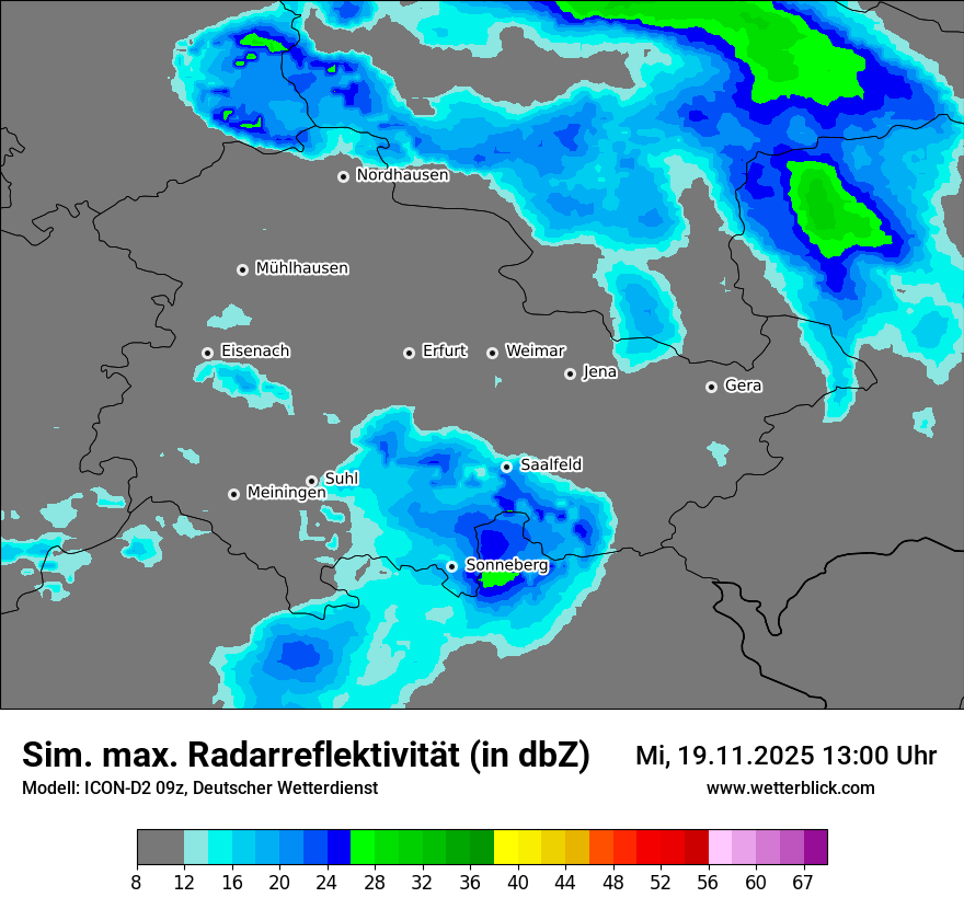 Modellkarten Simuliertes Radarbild