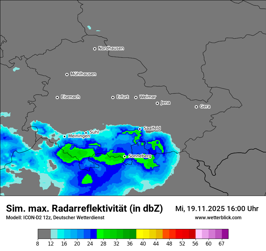 Modellkarten Simuliertes Radarbild
