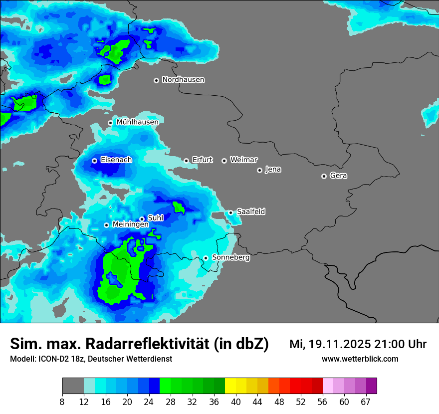 Modellkarten Simuliertes Radarbild