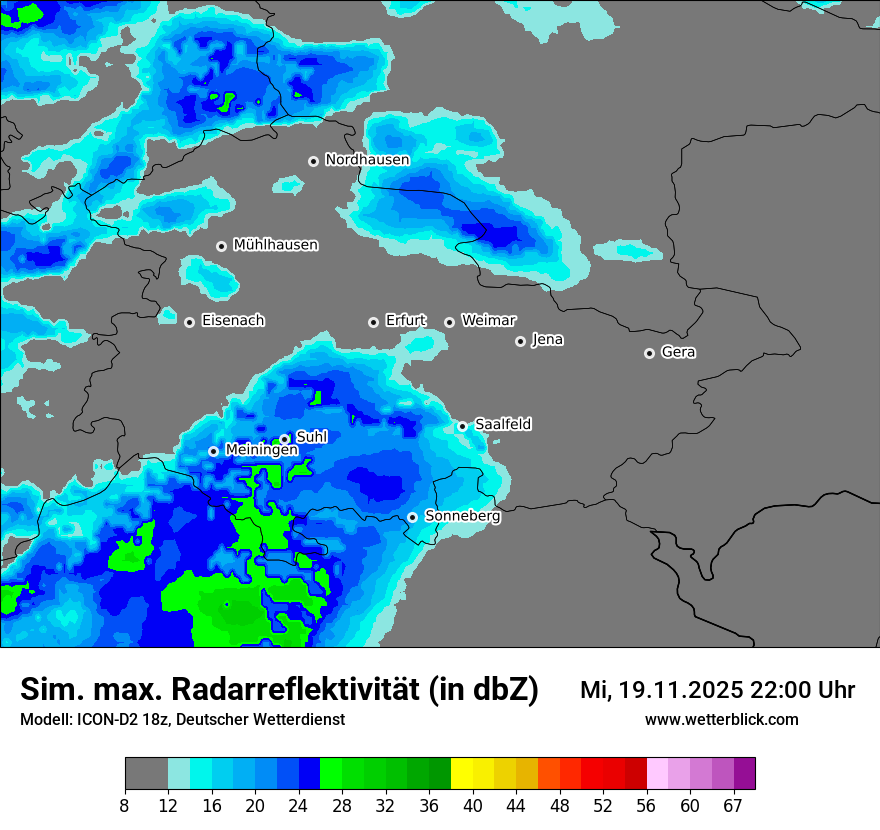 Modellkarten Simuliertes Radarbild