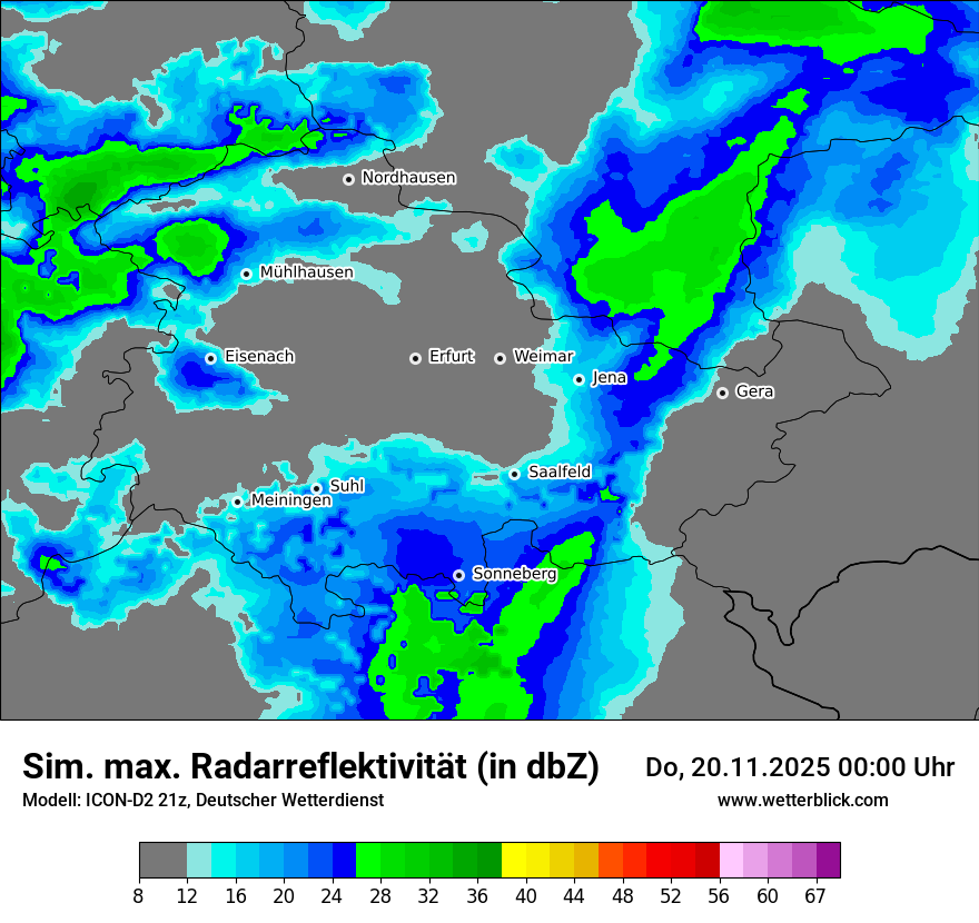 Modellkarten Simuliertes Radarbild