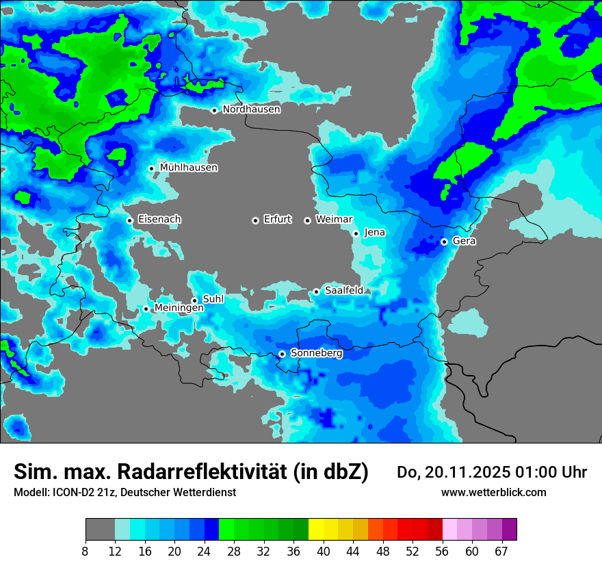 Modellkarten Simuliertes Radarbild