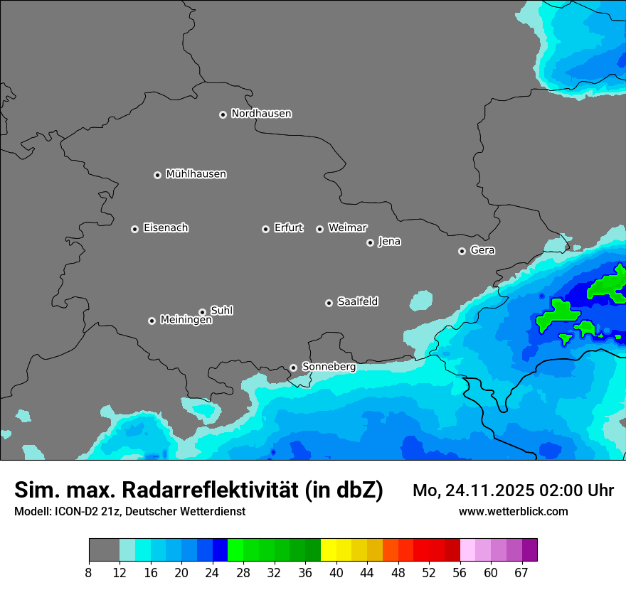 Modellkarten Simuliertes Radarbild
