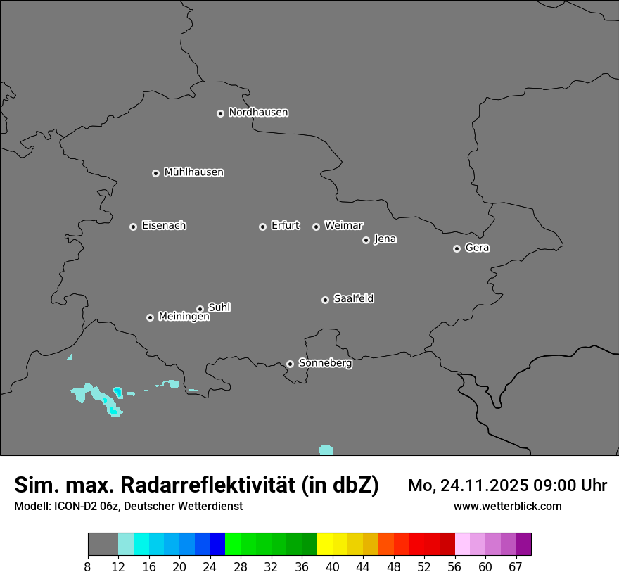 Modellkarten Simuliertes Radarbild